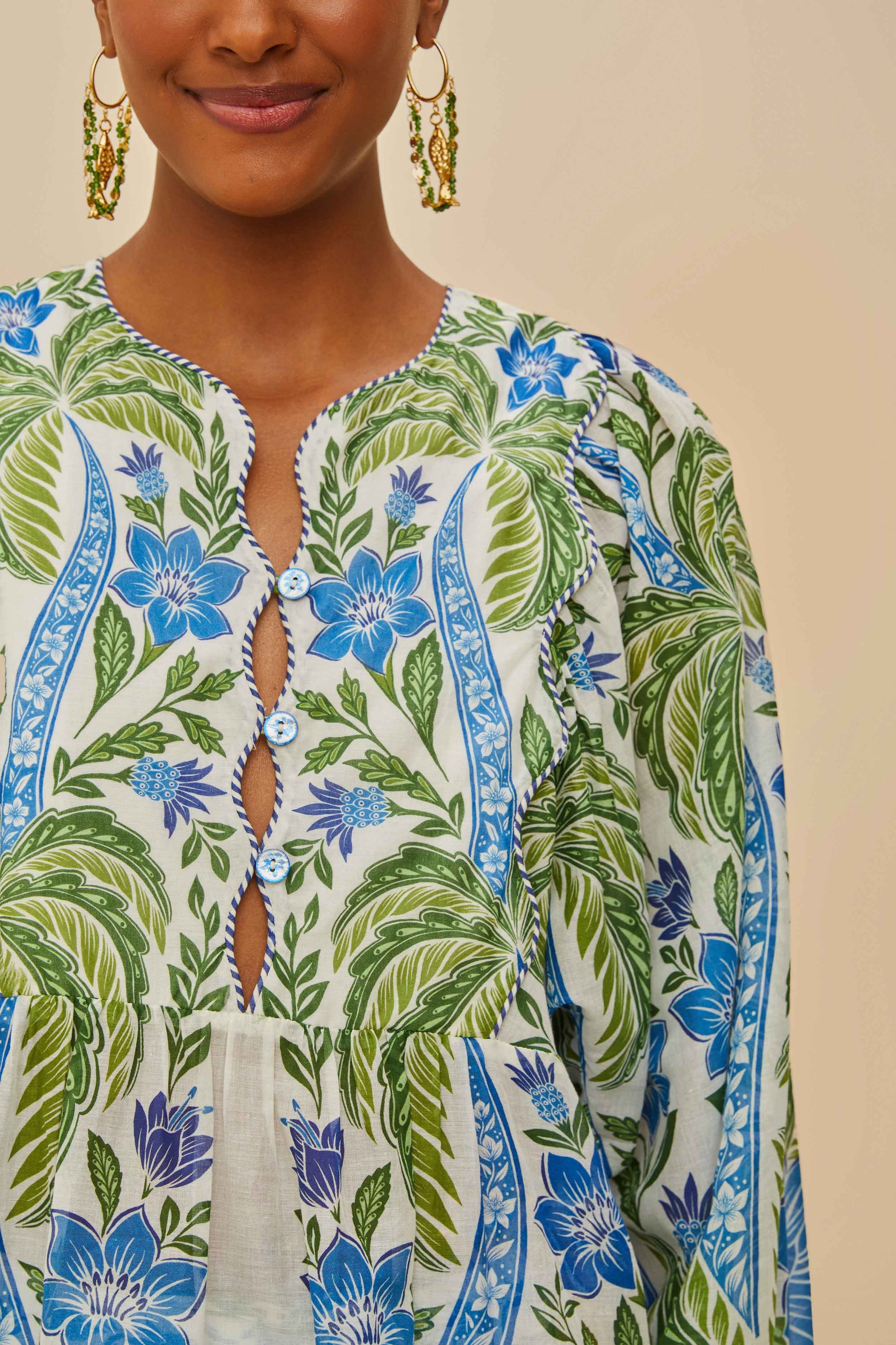 Blouse Wavy yoke - Vert
