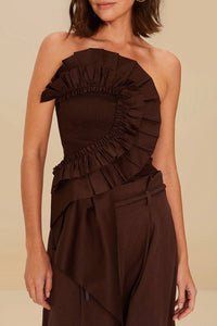 Top sans manches asymétrique - Marron
