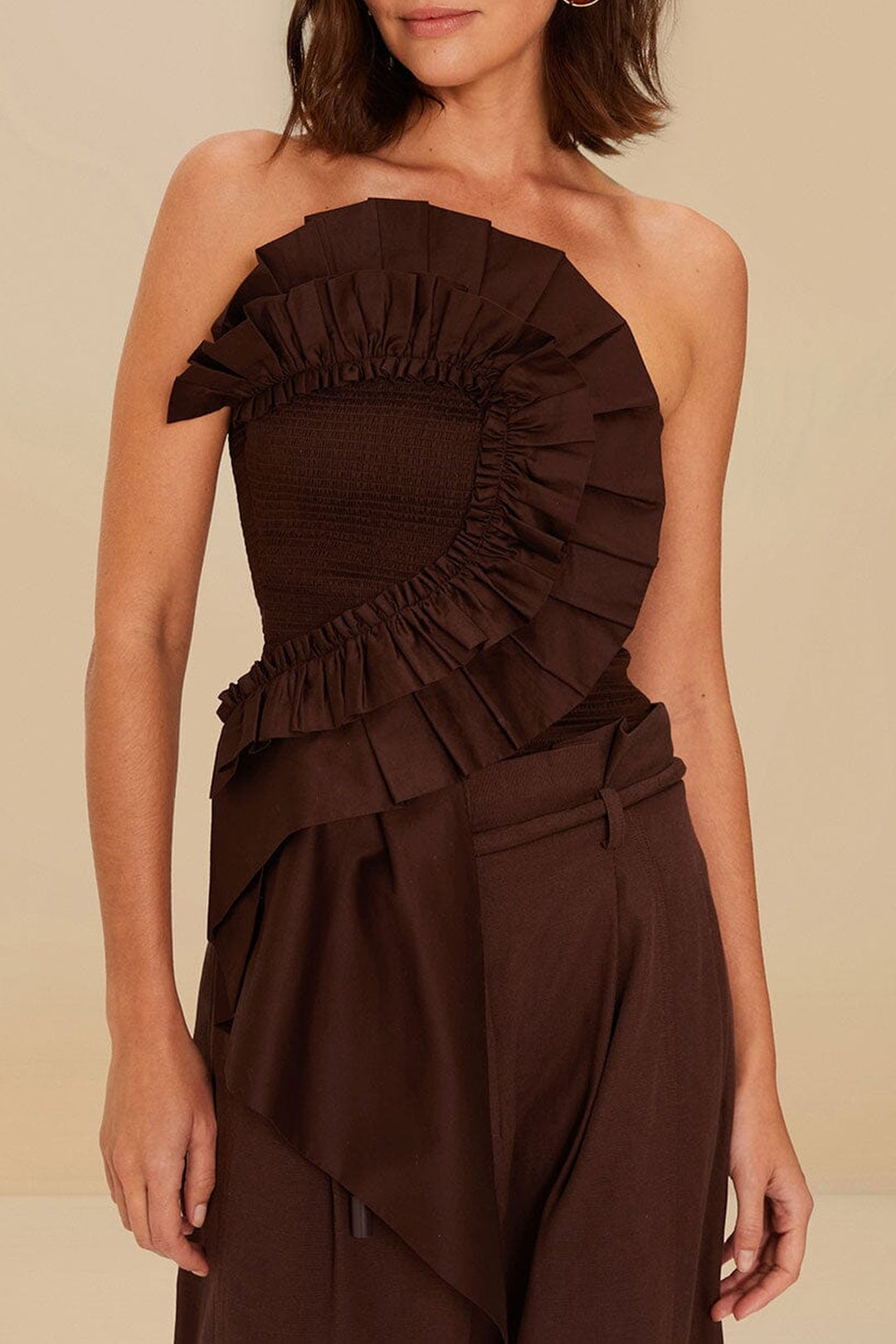 Top sans manches asymétrique - Marron