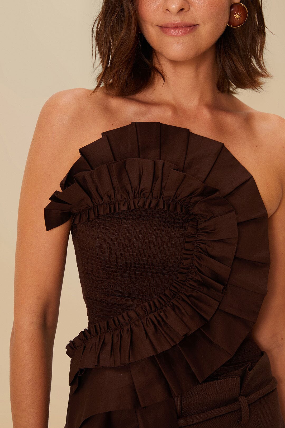 Top sans manches asymétrique - Marron