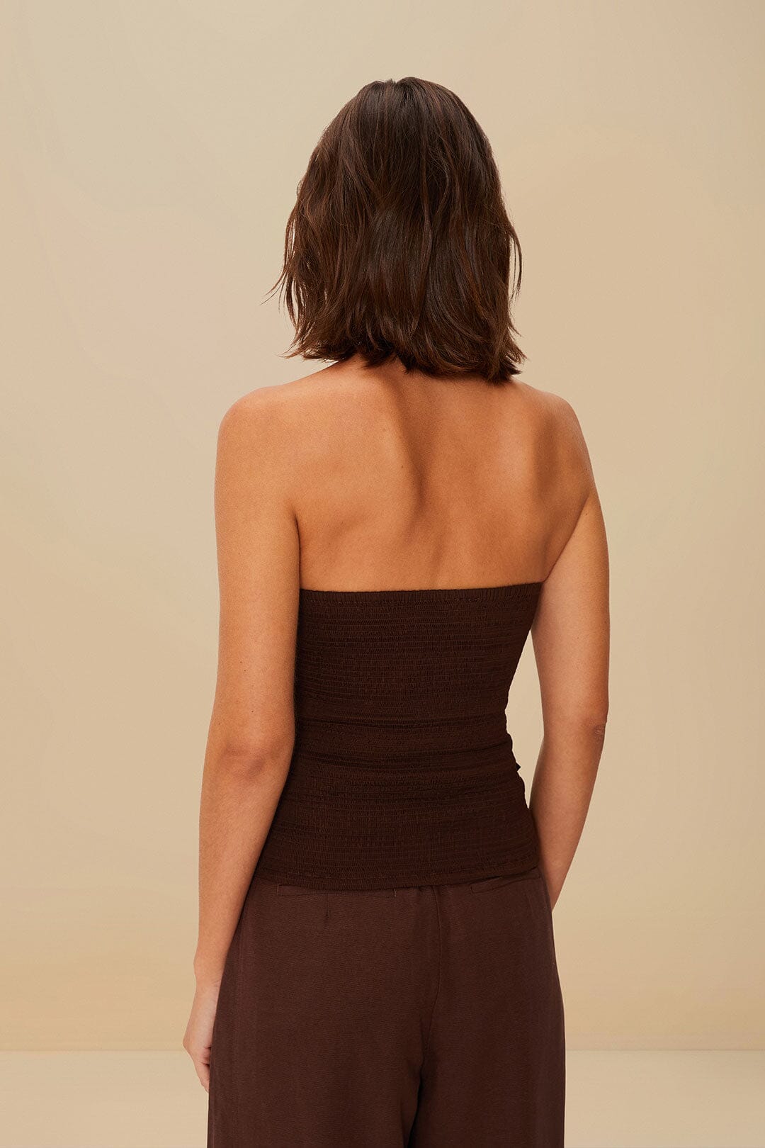 Top sans manches asymétrique - Marron