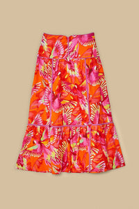 Jupe Framed Flying Birds en lin - Rose