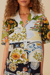 Chemise à manches courtes en lin - Noir