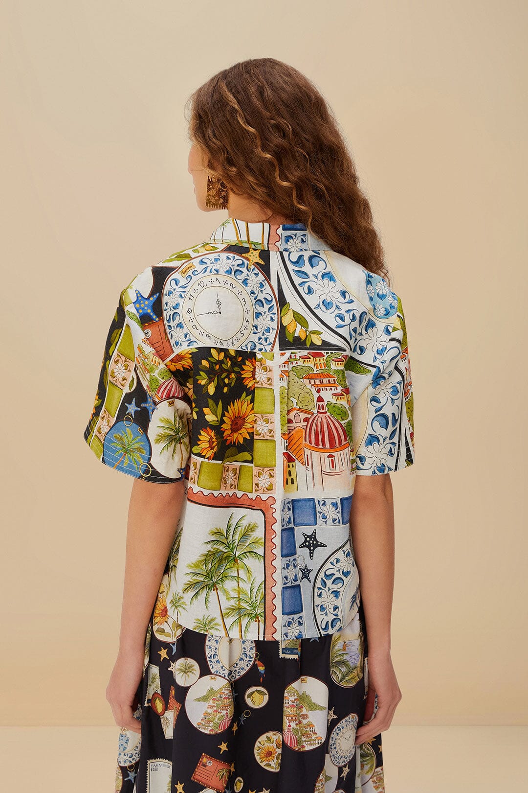 Chemise à manches courtes en lin - Noir