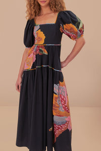 DJV_Black Lucy Floral Robes midi - Black Lucy Floral