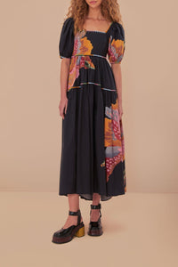 DJV_Black Lucy Floral Robes midi - Black Lucy Floral