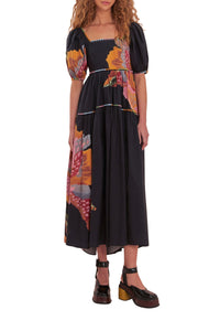 DJV_Black Lucy Floral Robes midi - Black Lucy Floral