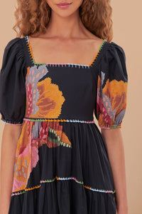 DJV_Black Lucy Floral Robes midi - Black Lucy Floral