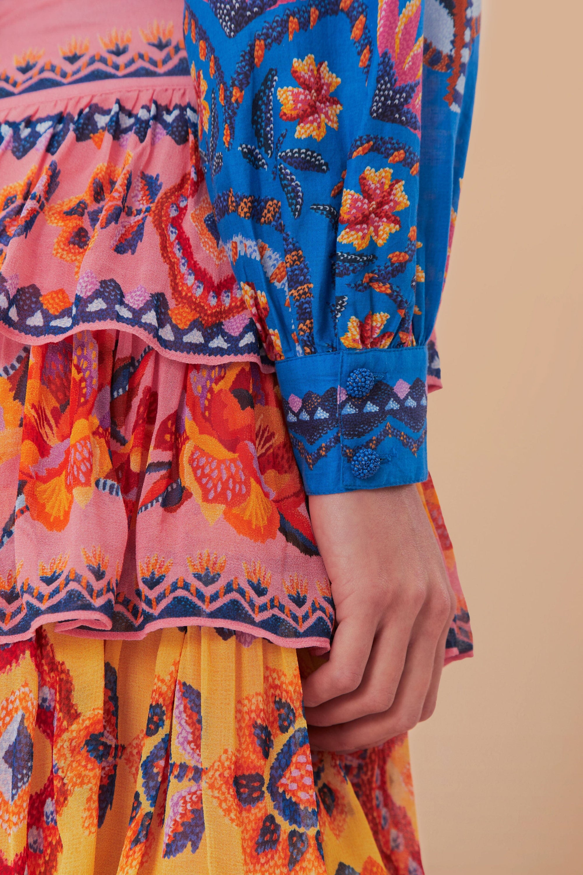 MEDIA OFF LINE_Blouse Lucy Floral à manches longues en coton - Bleu