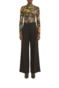 High-waisted cotton trousers - Black