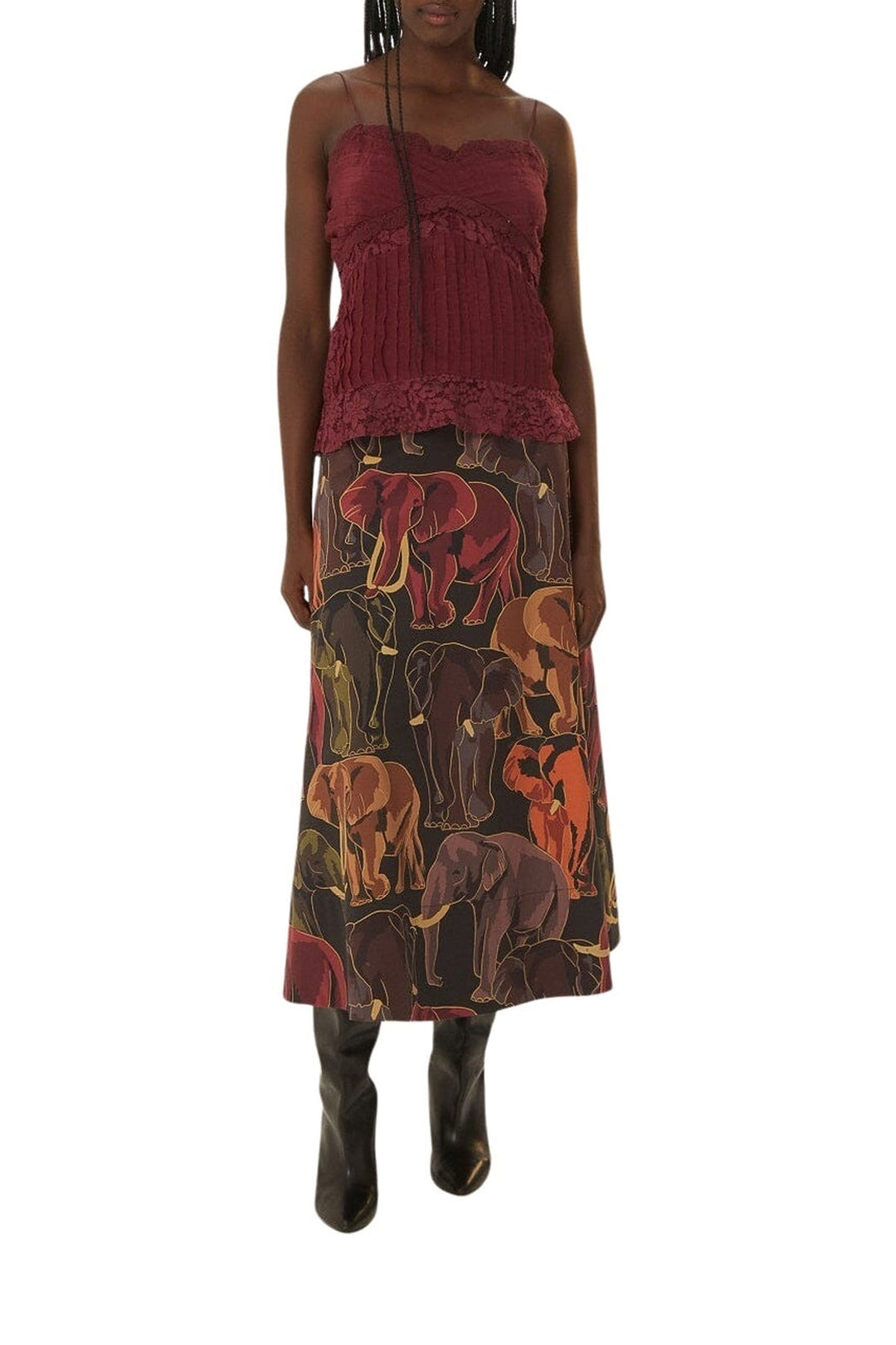 MEDIA OFF LINE_Blouse sans manches en dentelle - Bordeaux