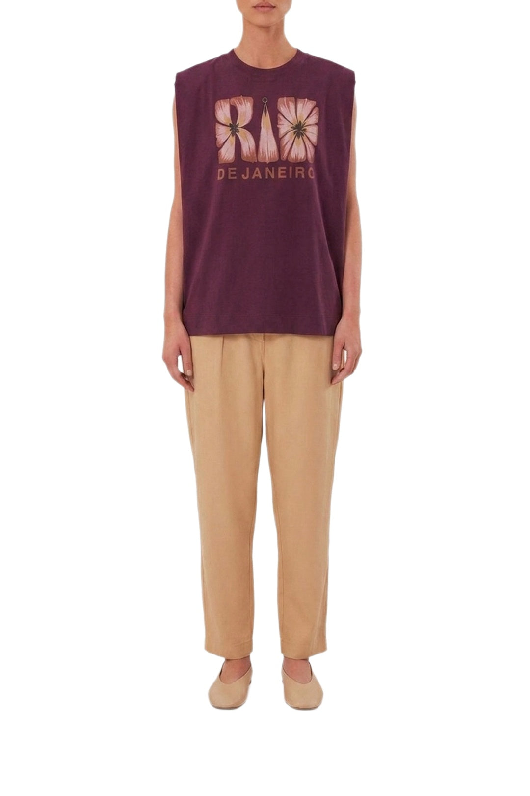 Rio de Janeiro cotton vest top - Burgundy