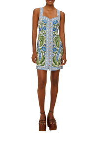 Robe courte Tropicance en lin - Blanc