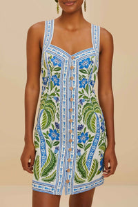 Robe courte Tropicance en lin - Blanc