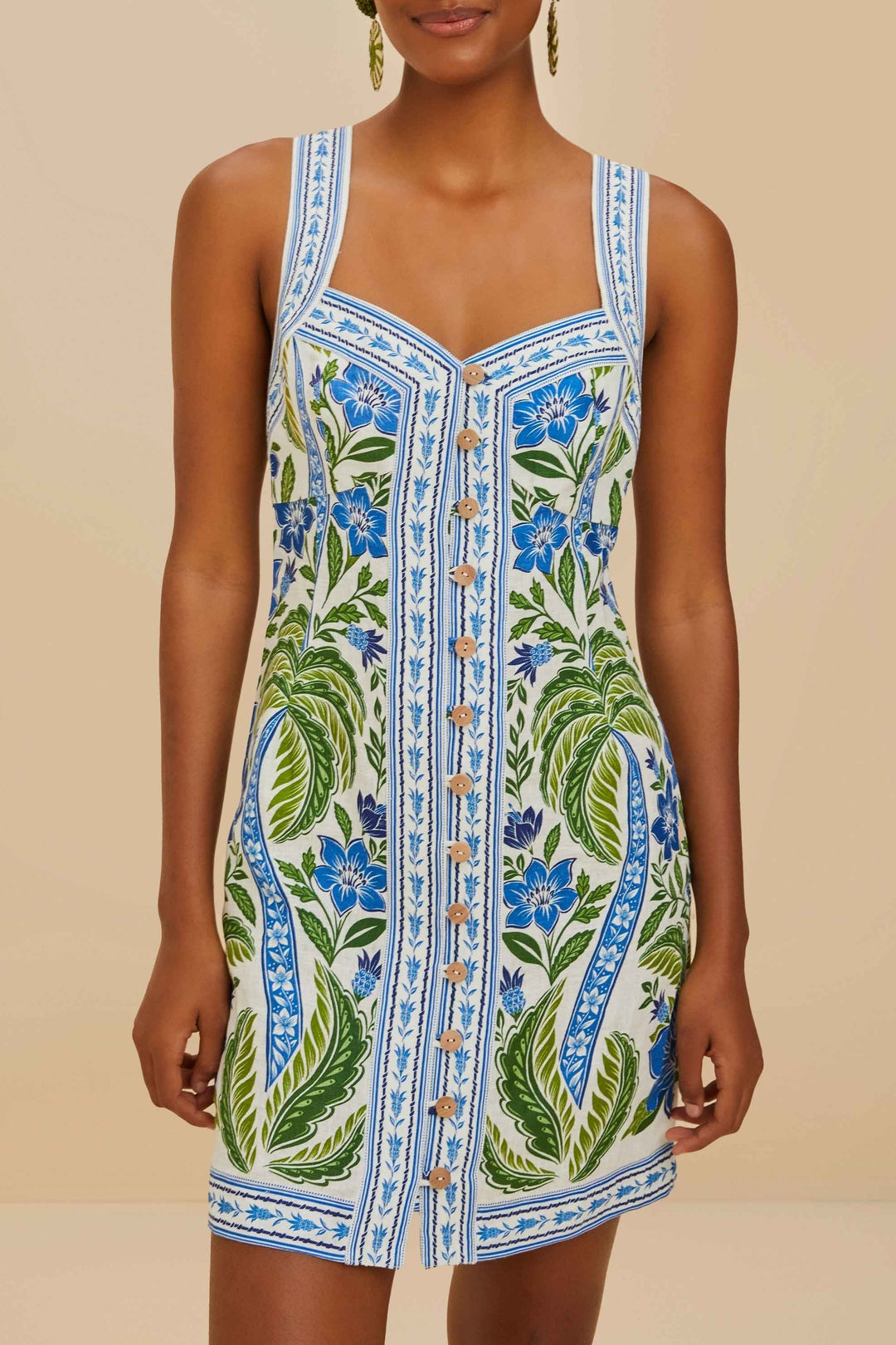 Robe courte Tropicance en lin - Blanc