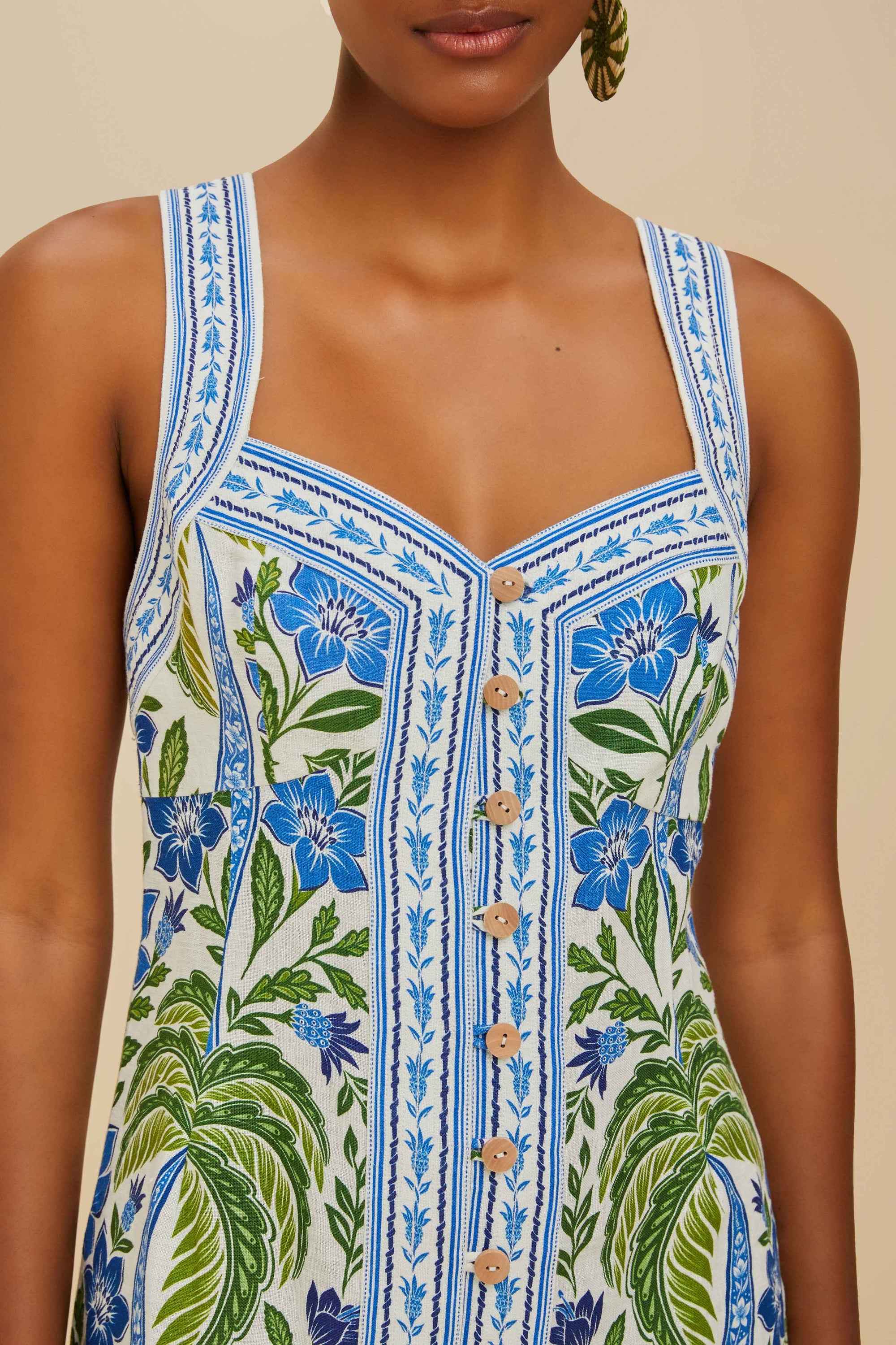 Robe courte Tropicance en lin - Blanc