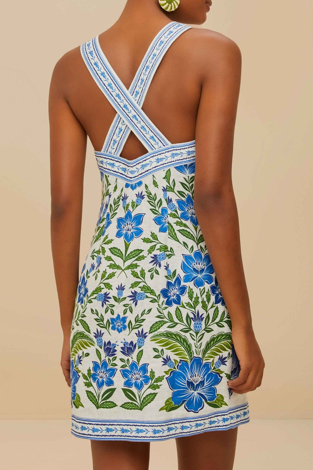 Robe courte Tropicance en lin - Blanc