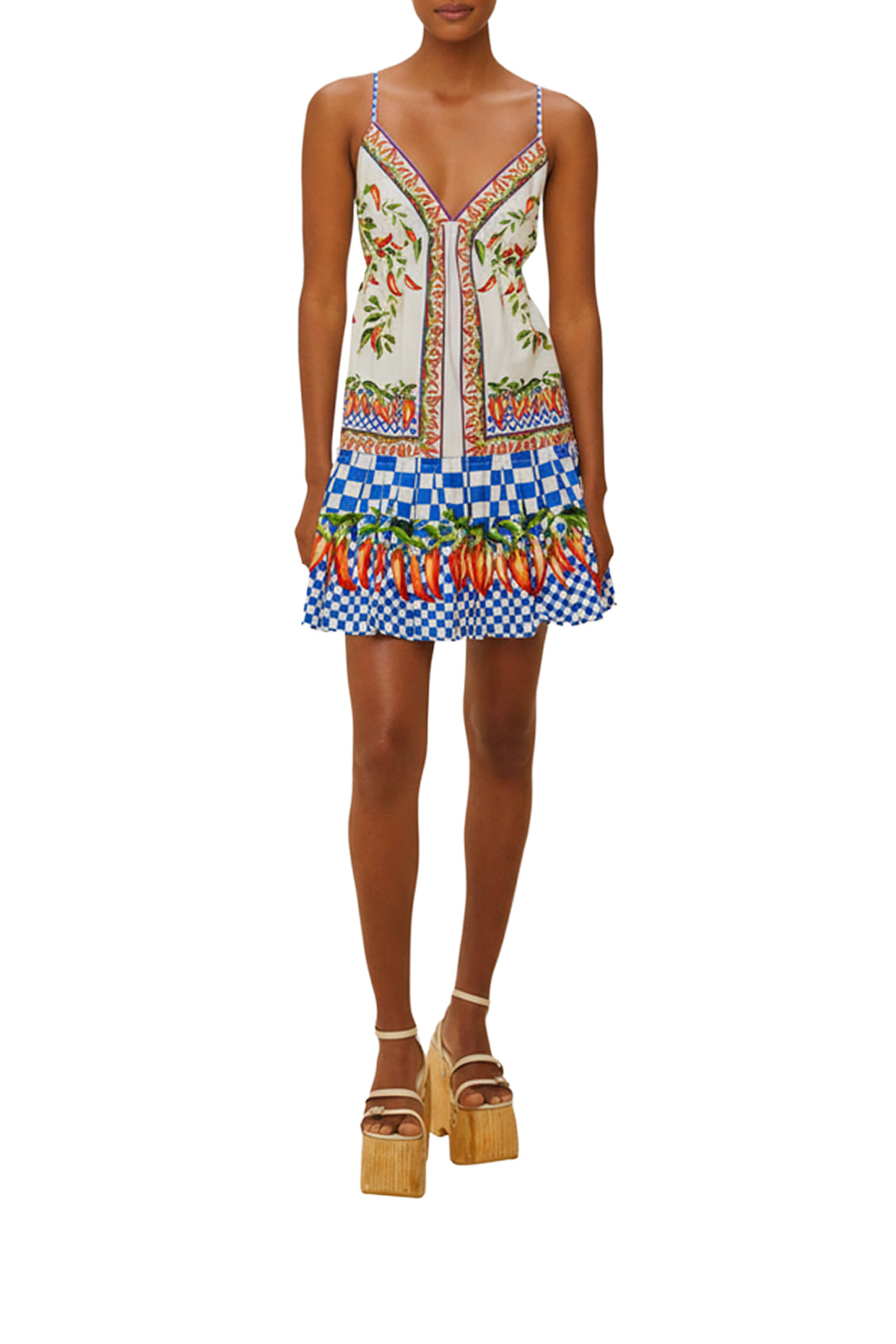 Robe courte Picnic Peppers Ainika - Bleu