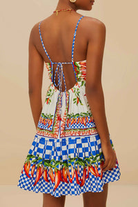 Robe courte Picnic Peppers Ainika - Bleu