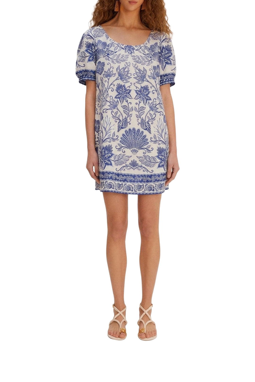 Robe courte Shell Garden en lin - Blanc