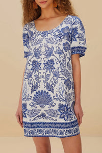 Robe courte Shell Garden en lin - Blanc