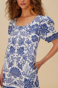 Robe courte Shell Garden en lin - Blanc