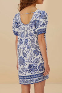 Robe courte Shell Garden en lin - Blanc