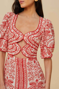 Robe courte River Ride en lin - Rouge