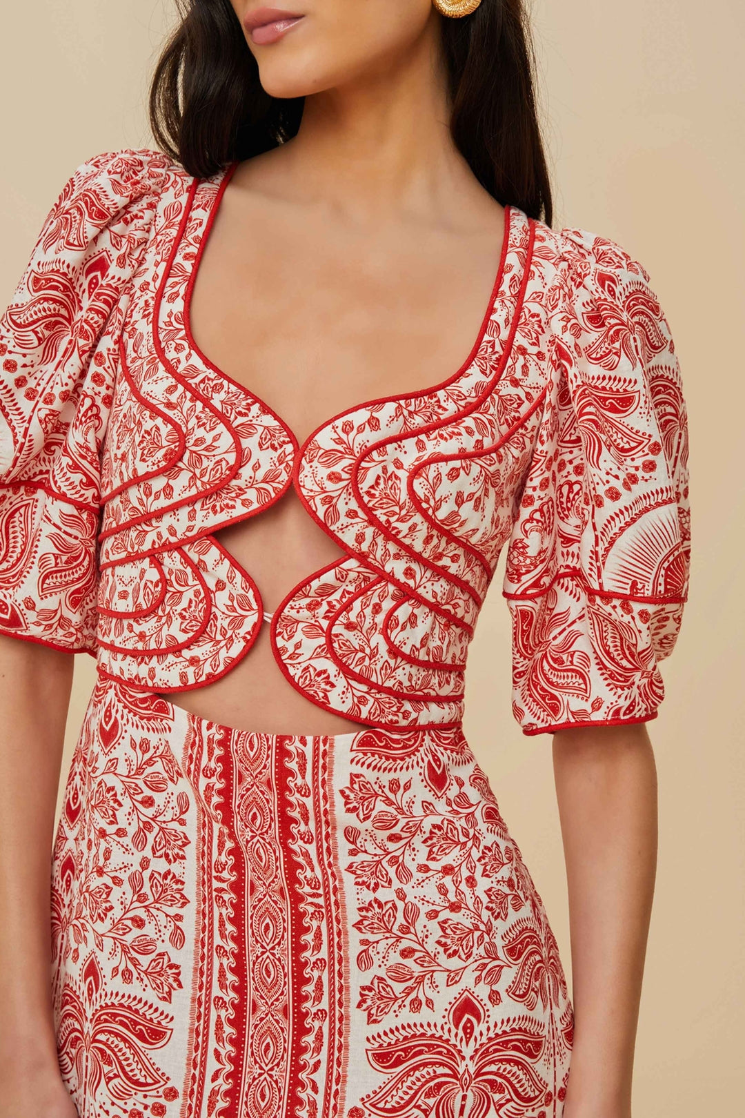 Robe courte River Ride en lin - Rouge