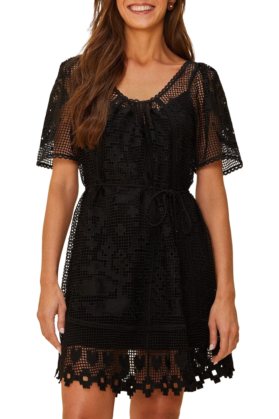 Pineapple Guipure short dress - Black