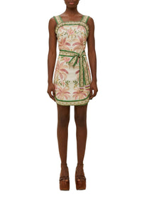 Robe courte à bretelles Angled en lin - Beige