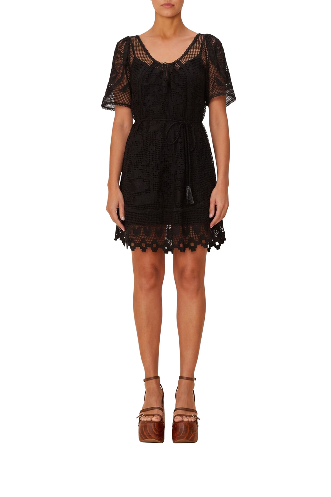 Pineapple Guipure short dress - Black