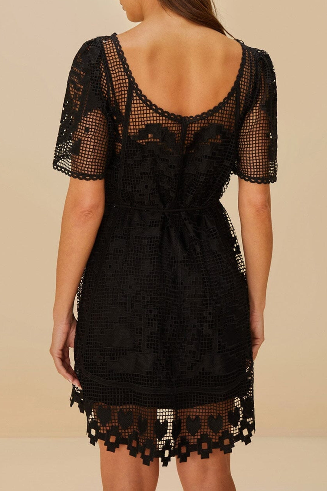 Pineapple Guipure short dress - Black
