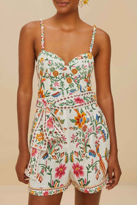 Combi-short Delicate Forest en lin - Multicolore