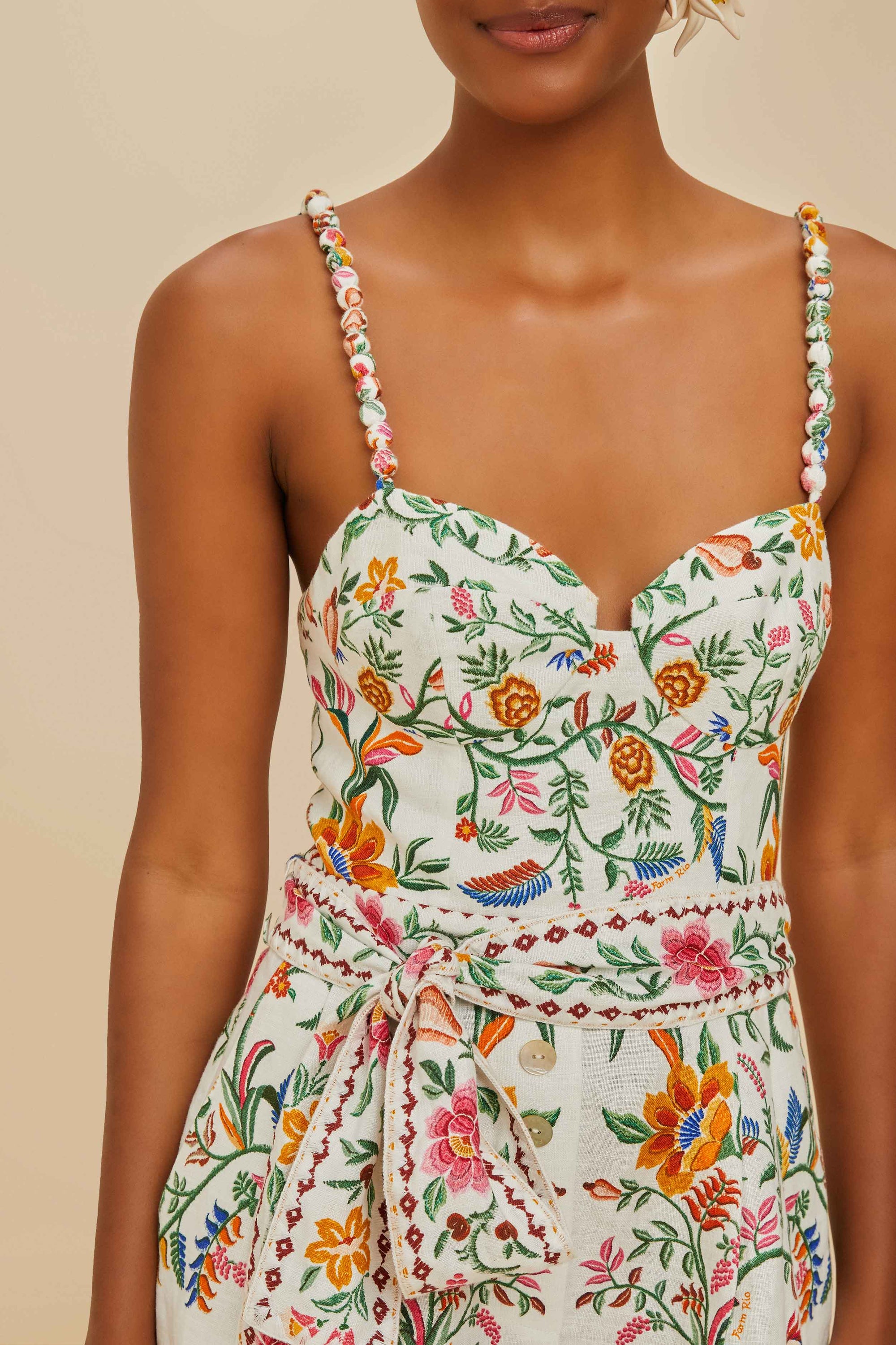 Combi-short Delicate Forest en lin - Multicolore