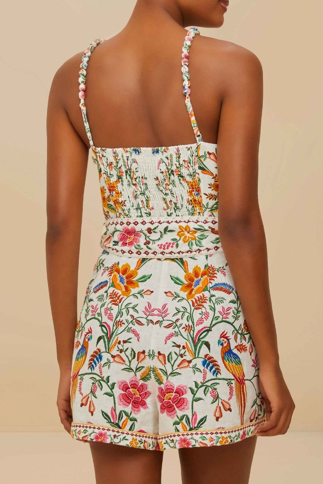 Combi-short Delicate Forest en lin - Multicolore