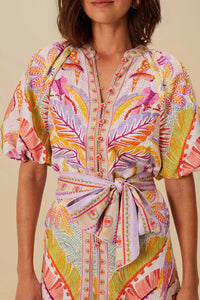 Combi-short Jungle Dots Tapestry Pearl en lin - Rose