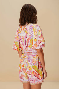 Combi-short Jungle Dots Tapestry Pearl en lin - Rose