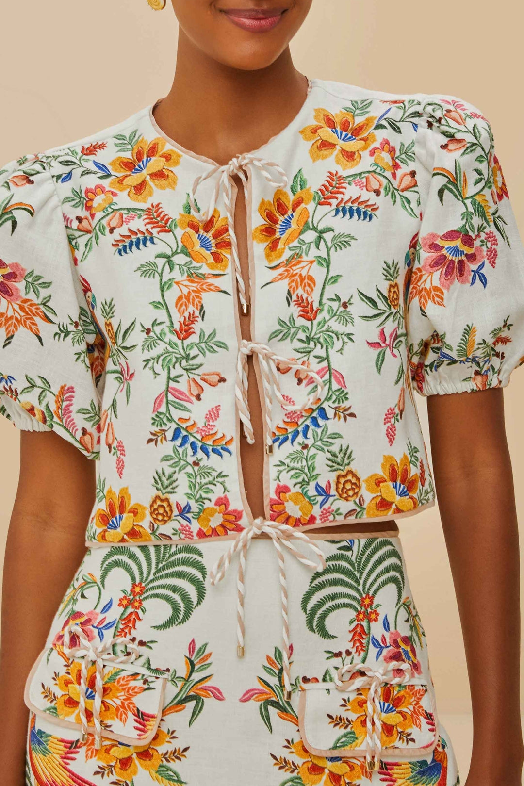 Blouse manches courtes en lin - Blanc