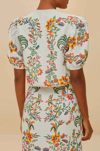 Blouse manches courtes en lin - Blanc