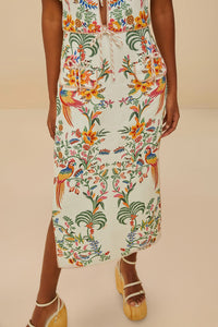 Jupe midi Delicate Forest en lin - Beige
