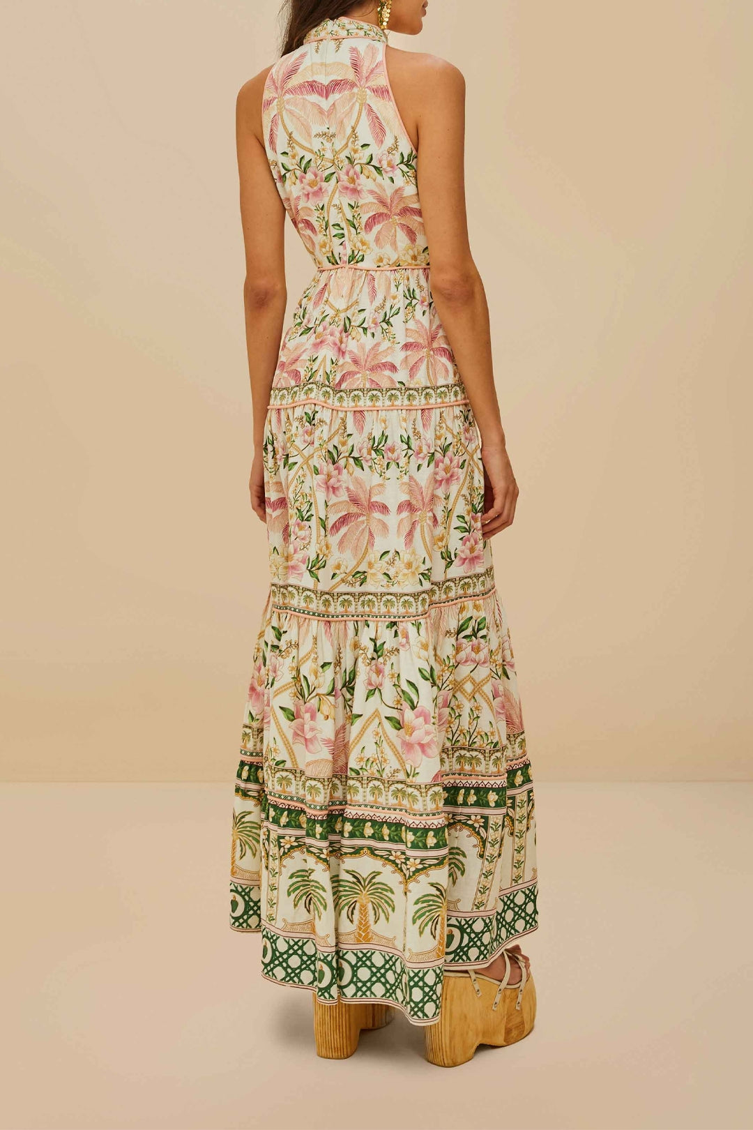 Robe longue à bretelles en lin - Beige