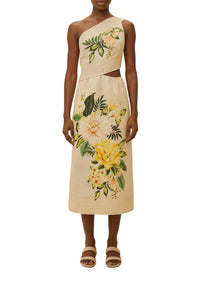 Robe midi Garden Cascade Sand en lin - Beige