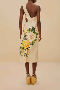 Robe midi Garden Cascade Sand en lin - Beige