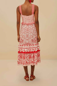 Robe midi River Ride en lin - Rouge