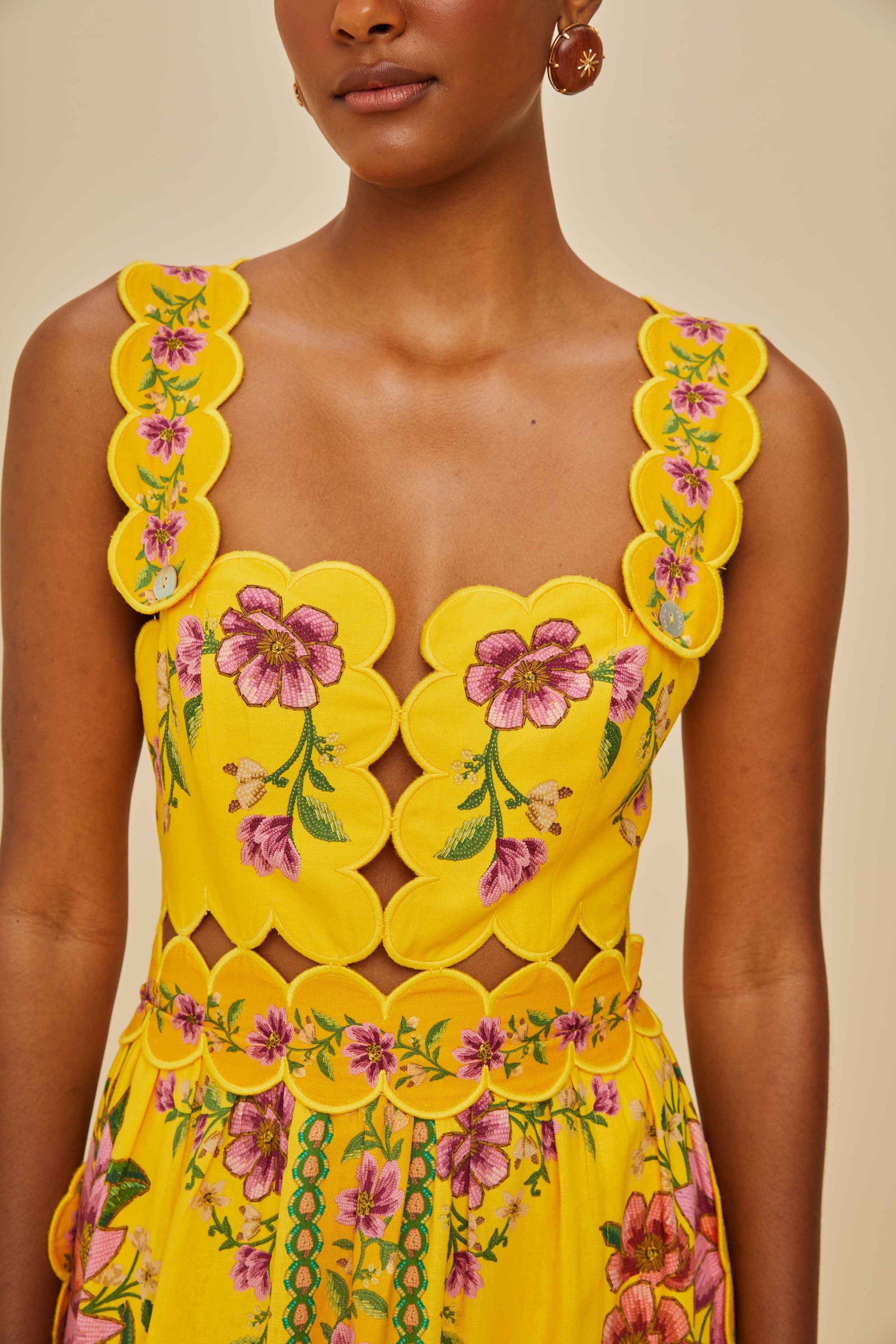 NEW_Fruit Scarf Yellow Robes midi - Fruit Scarf Yellow