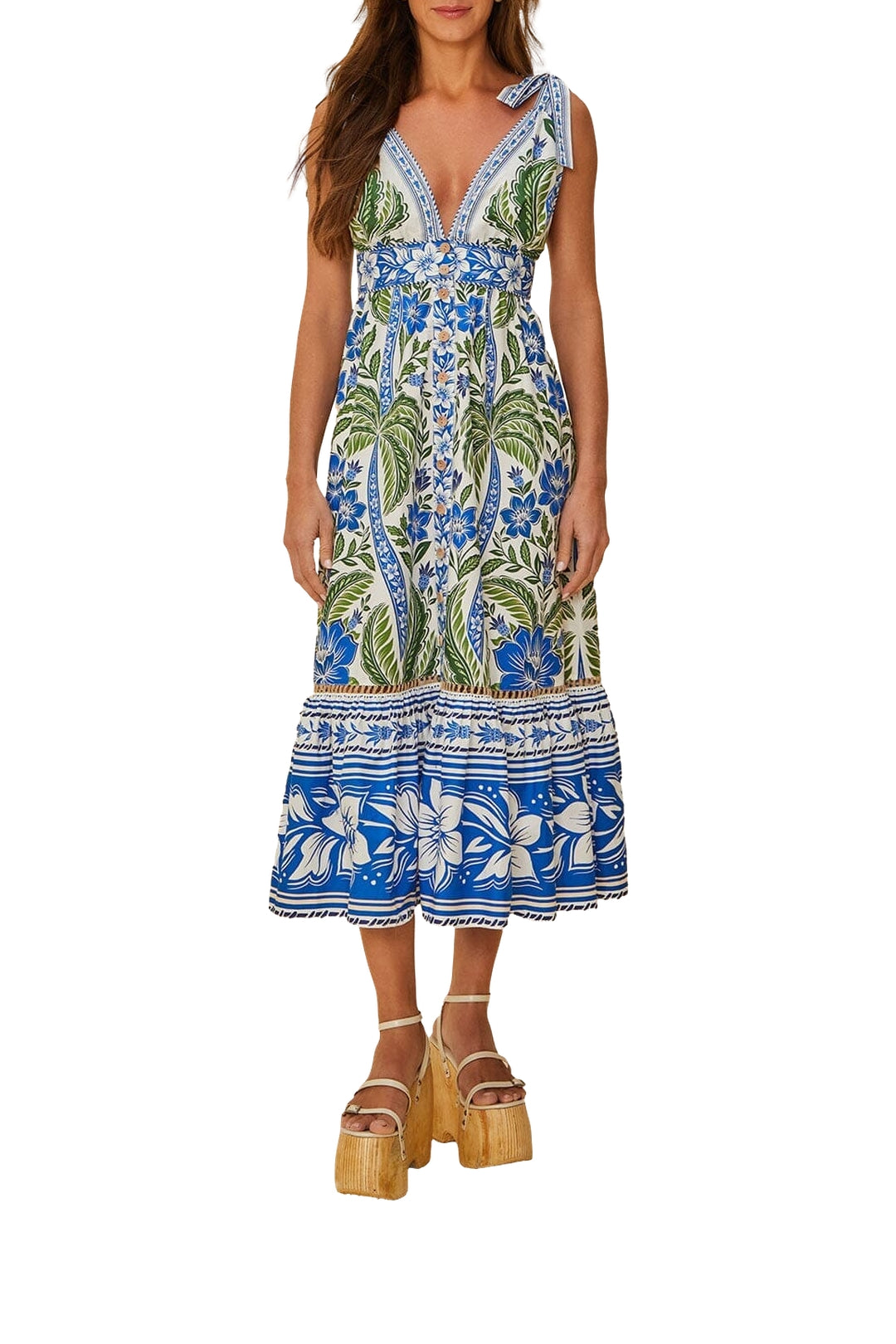 Robe midi Tropicance - Bleu