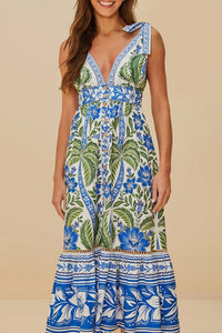 Robe midi Tropicance - Bleu