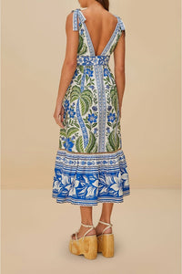 Robe midi Tropicance - Bleu