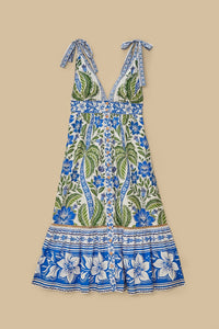 Robe midi Tropicance - Bleu